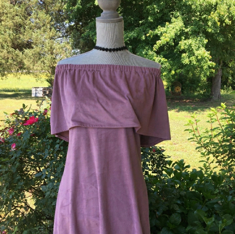 Astar Faux Suede off the shoulders Dress